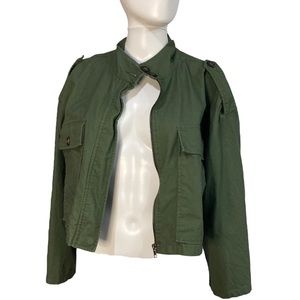 Zara Womens Size M Army Green Jacket Utility Cropped Lightweight Military Style